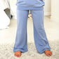 Blue MOCKNECK FLARE SWEATSUIT Gingham Bow Kids Set