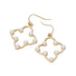 Pearl Accent Open Quatrefoil Drop Dangle Earrings