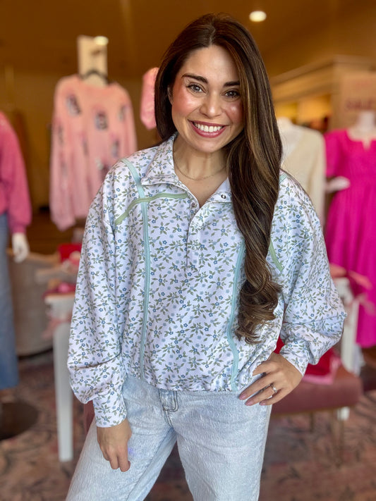 Simply Southern Pin Tuck Floral Pullover