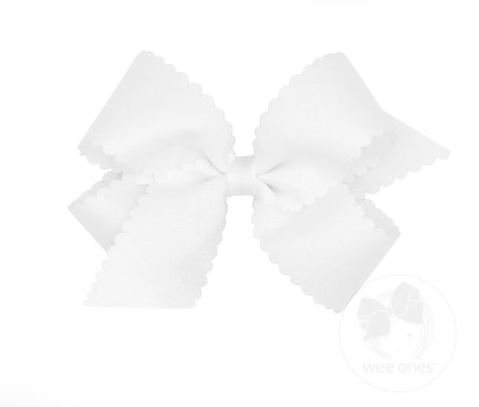 Wee Ones White Scallop Edge Grosgrain Hair Bow