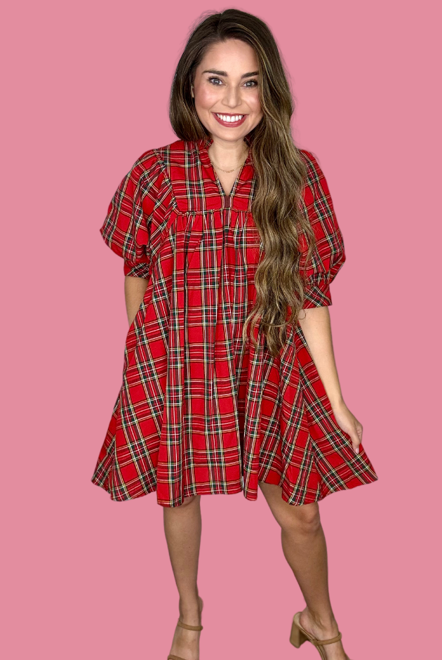 Carol Plaid Puff Sleeve Dress