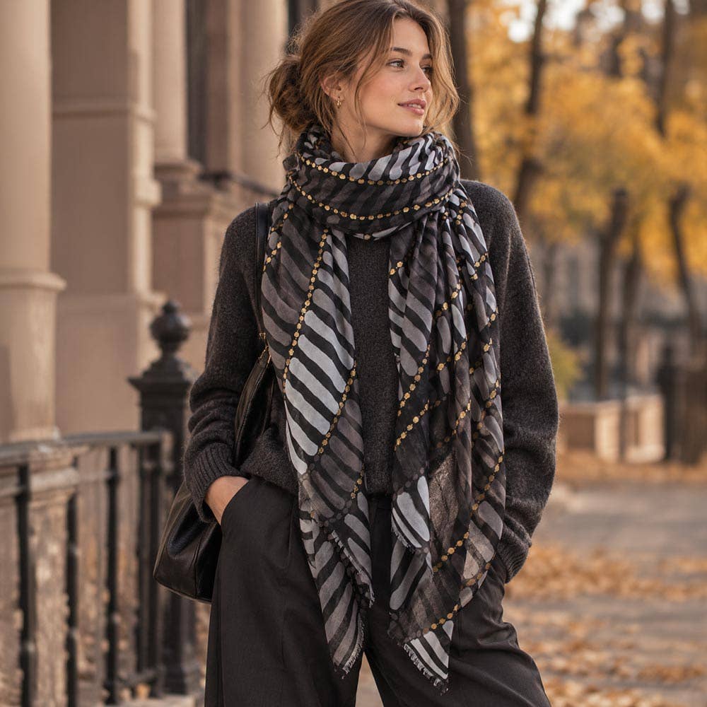 Geometric Pattern Print Lightweight Oversized Shawl Scarf