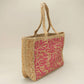 Botanical Leaf Pattern Straw Woven Tote Bag