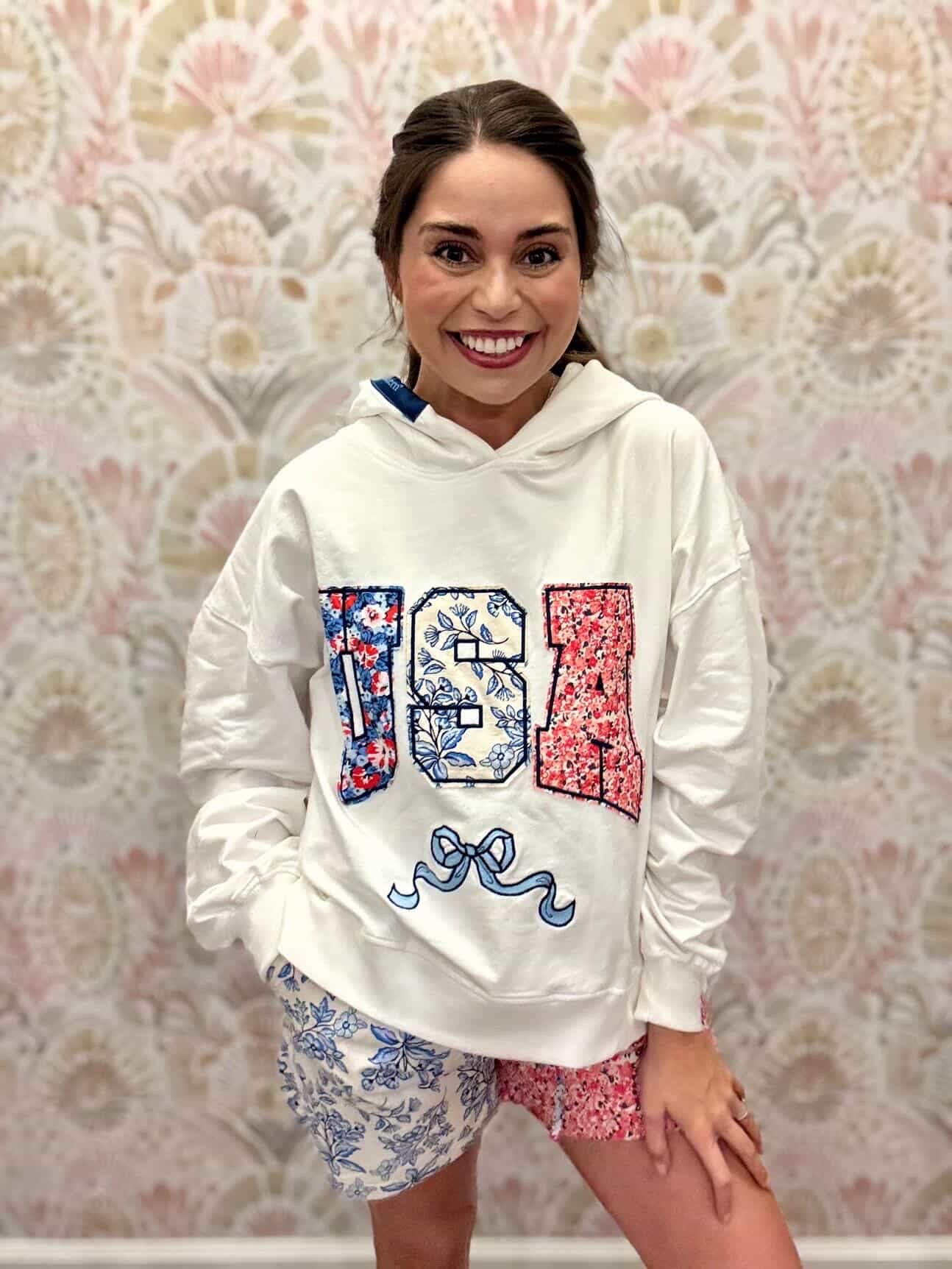 Simply Southern USA Floral Appliqué Hoodie