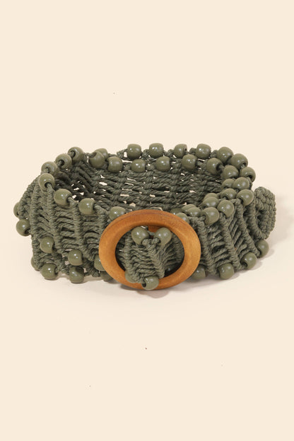 Beaded Trim Braided Belt