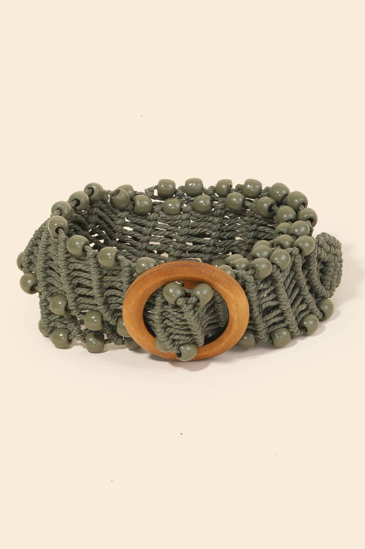 Beaded Trim Braided Belt