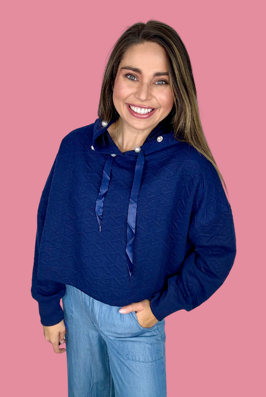 Simply Southern Quilted Navy Hoodie