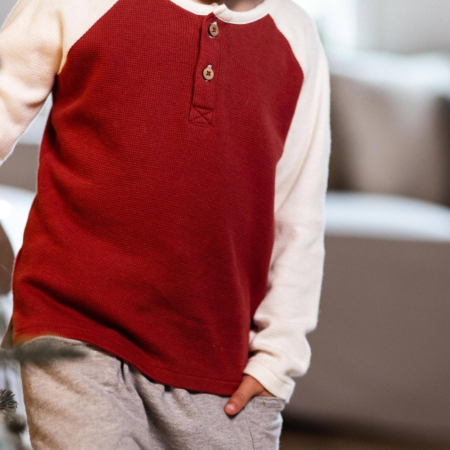 Burt’s Bees Thermal Organic Boy Tee & Pants Set - Brick Red