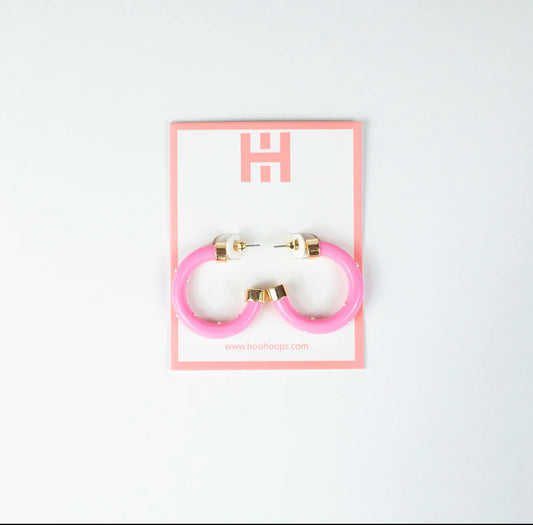 MINI HOOPS - BUBBLE GUM WITH PEARLS