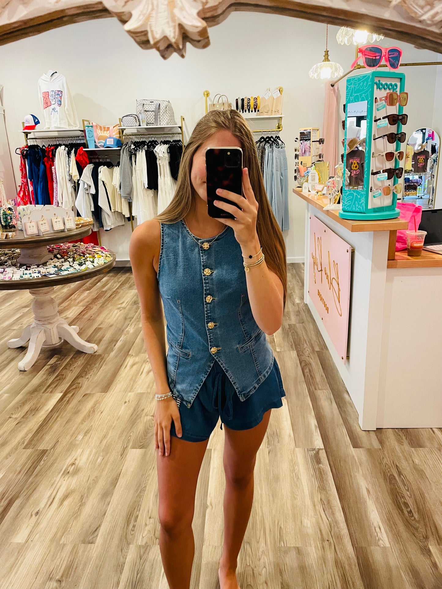 Ryan Denim Button Down Blouse