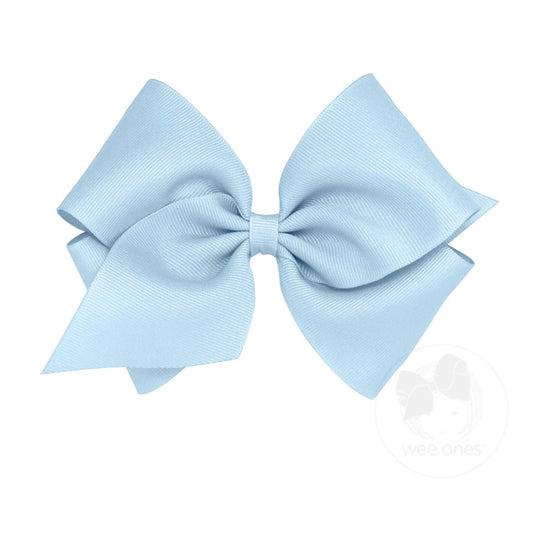 Wee Ones Millennial Blue Classic Grosgrain Hair Bow (Plain Wrap)