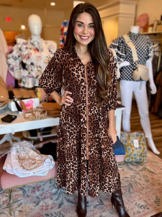 Purrla Leopard Zip Front Dress