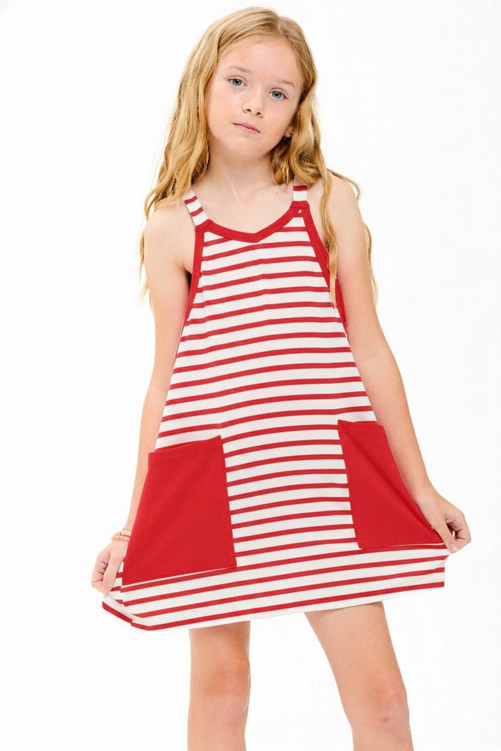 Tween Red Stripe Romper