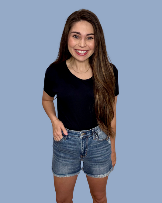 Judy Blue High Waist Vintage Wash Shorts Frey Hem