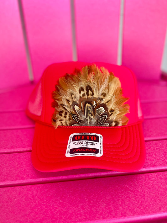 RED FEATHER TRUCKER HAT