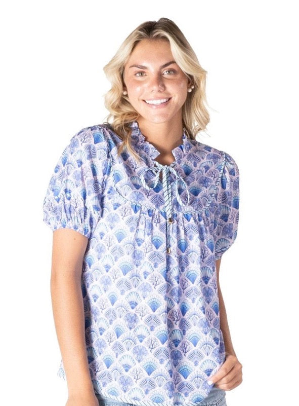 Simply Southern Purple Prim Contrast Top