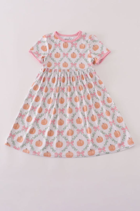 Little Girl Pink Pumpkin Bamboo Dress