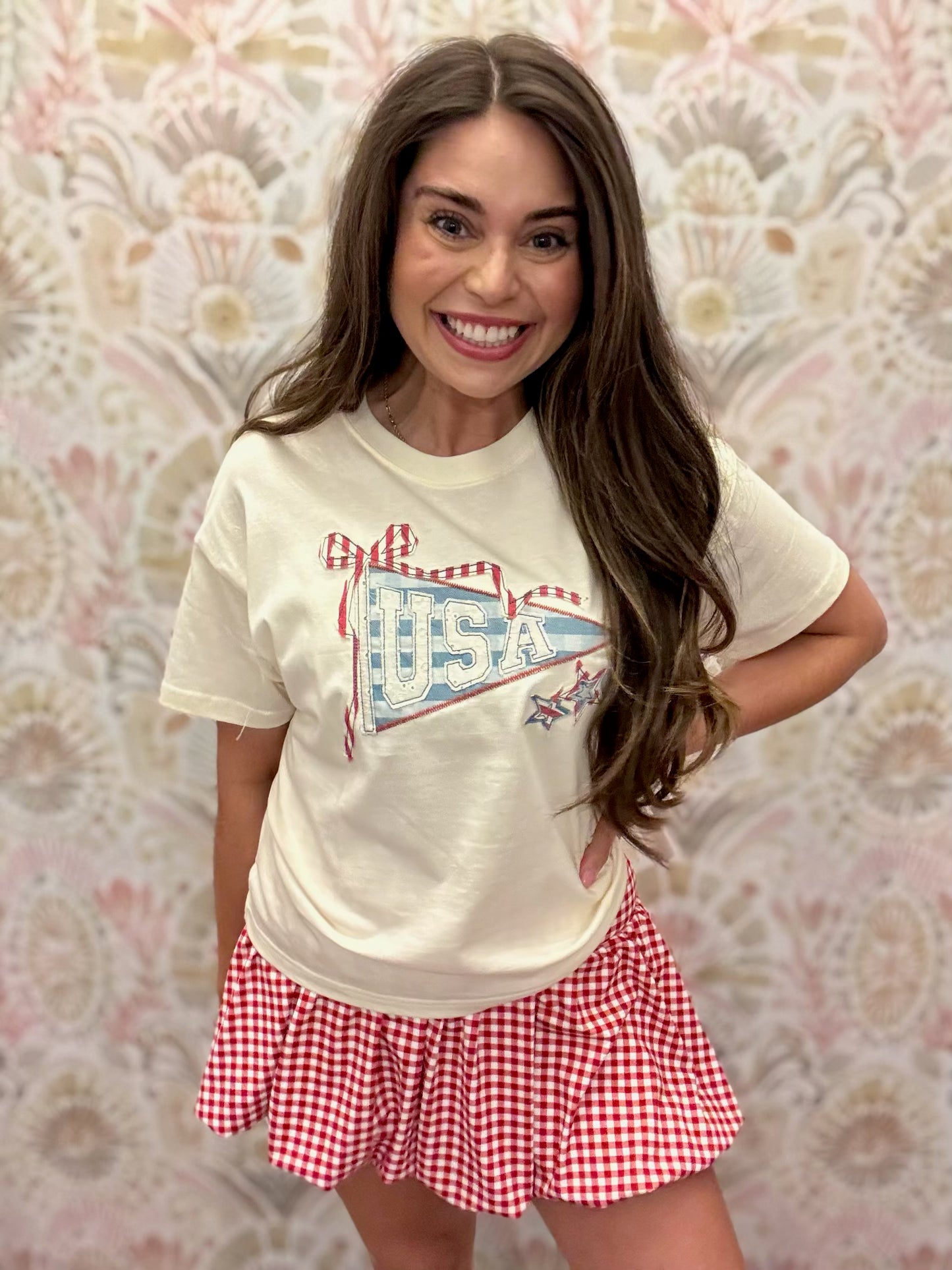 Simply Southern USA Pennant Bow Appliqué T-Shirt