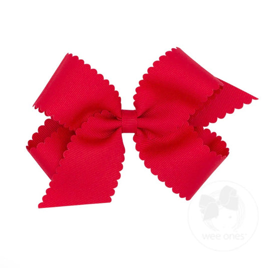 Wee Ones Red Scallop Edge Grosgrain Hair Bow