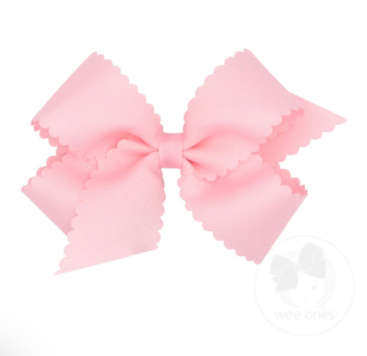 Wee Ones Light Pink Scallop Edge Grosgrain Hair Bow