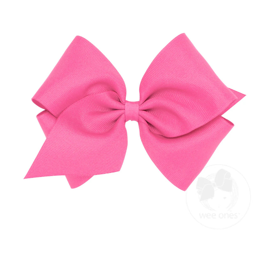 Wee Ones Hot Pink Classic Grosgrain Hair Bow (Plain Wrap)