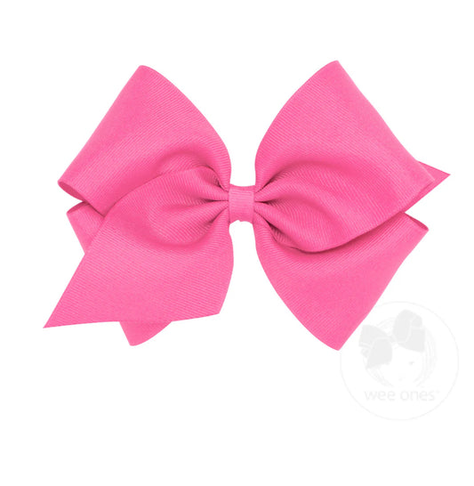 Wee Ones Hot Pink Classic Grosgrain Hair Bow (Plain Wrap)
