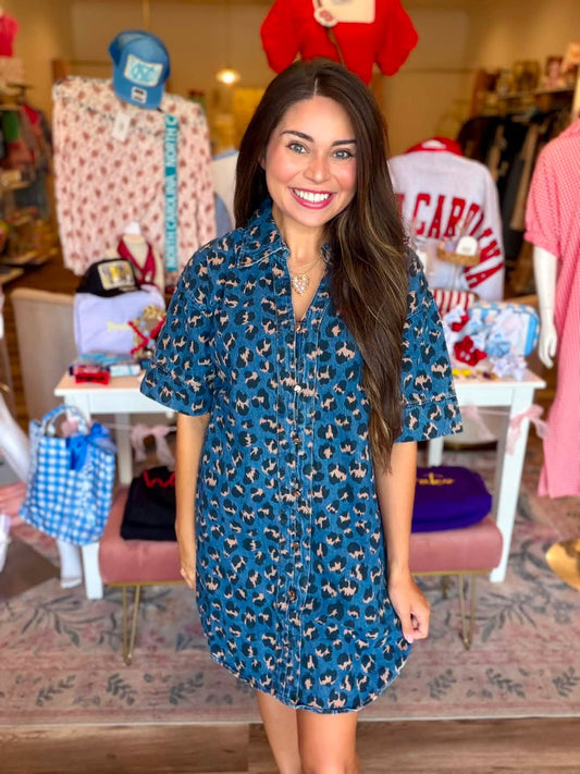 The Leopard Print Denim Dress