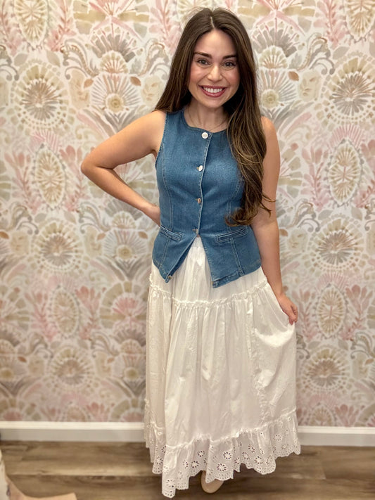 Tiered Eyelet  Skirt