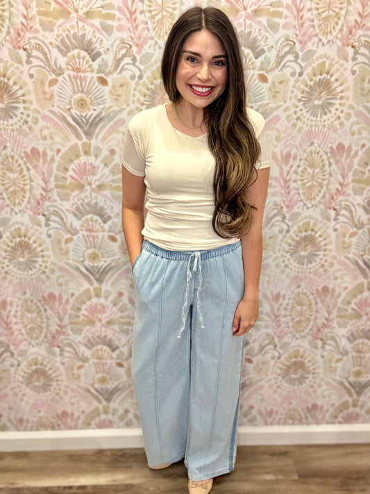 Simply Southern Light Denim Front Seam Pant