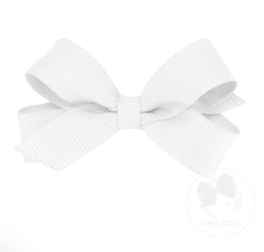 Wee Ones White Classic Grosgrain Hair Bow (Plain Wrap)