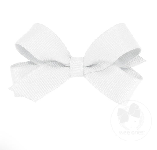 Wee Ones White Classic Grosgrain Hair Bow (Plain Wrap)