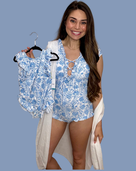 Thistle Blue Ruffle Swimsuit