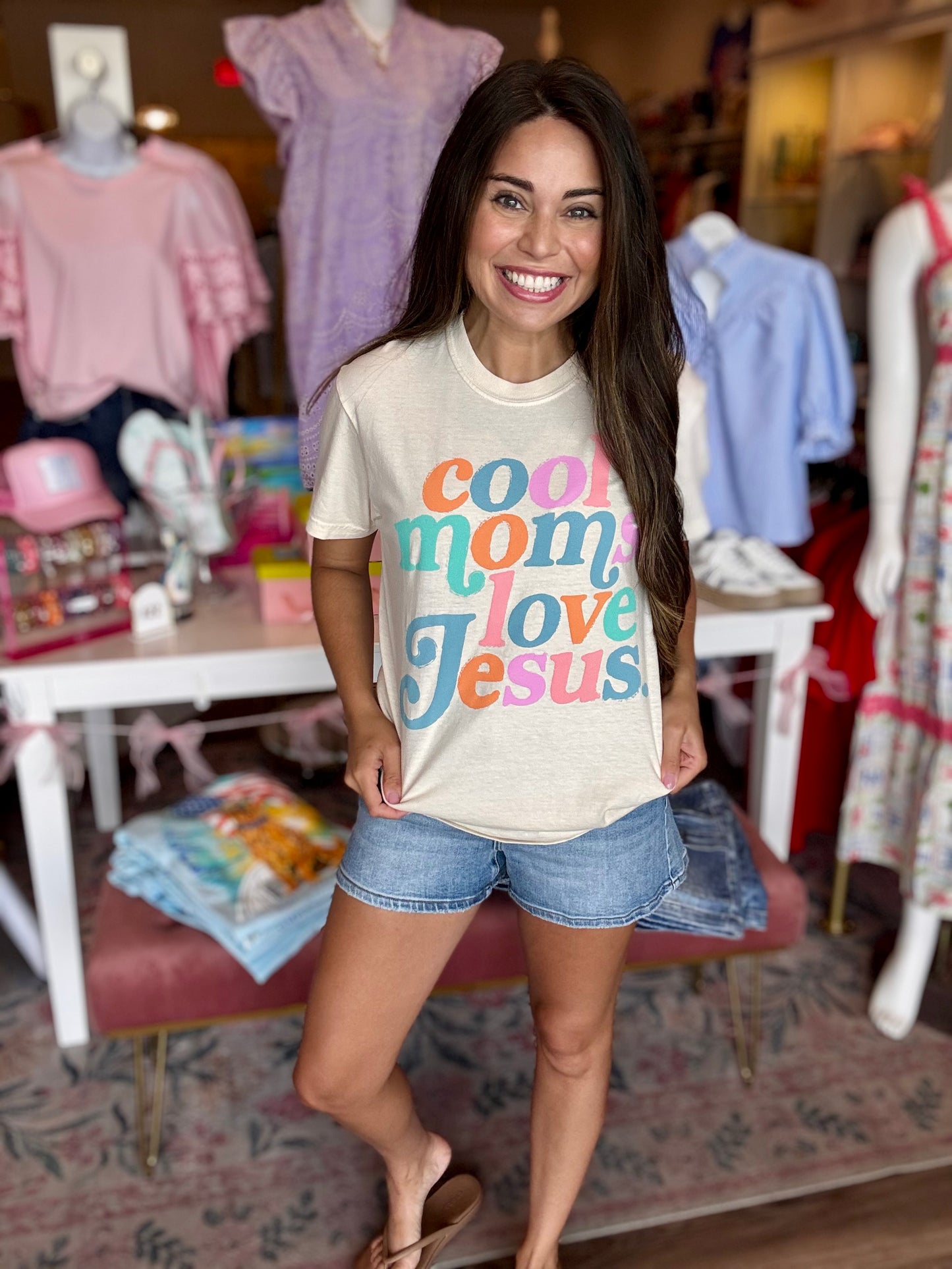 Cool Moms Love Jesus Ivory Graphic Tee