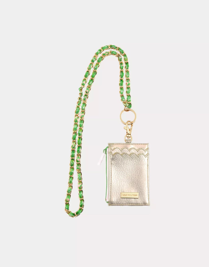 Lilly Pulitzer Zip ID Lanyard Lime Feeling Good