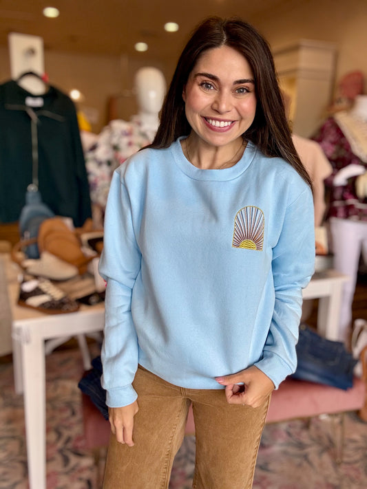Simply Southern Embroidered Dilara Be The Light Crewneck