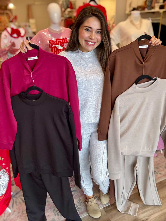 Black Friday Mock Neck Scuba Set