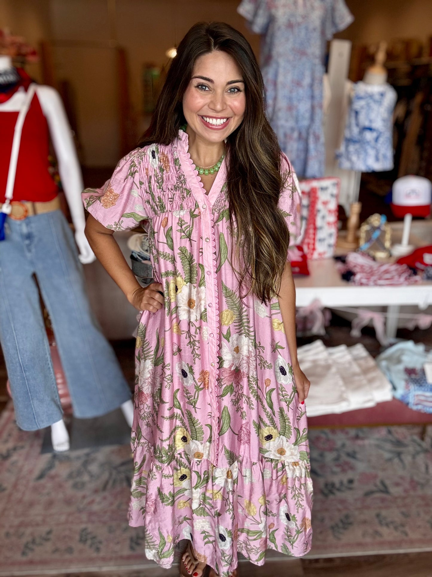 Justine Pink Floral Dress