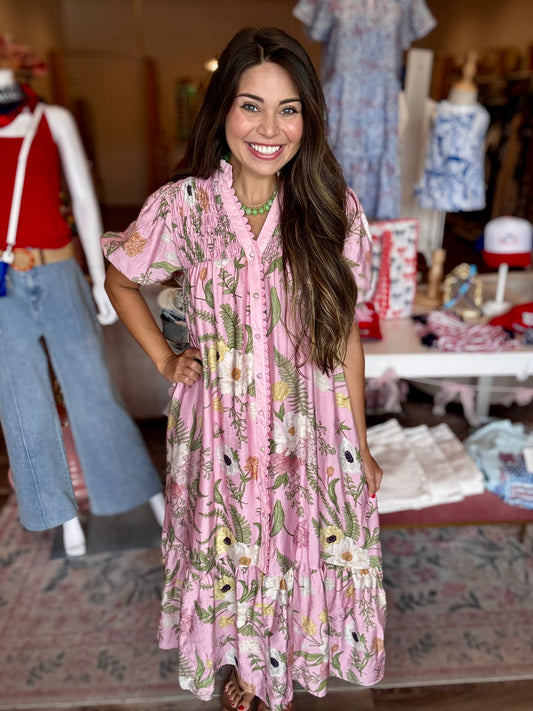 Justine Pink Floral Dress