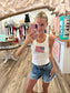 USA Flag Embroidered Tank
