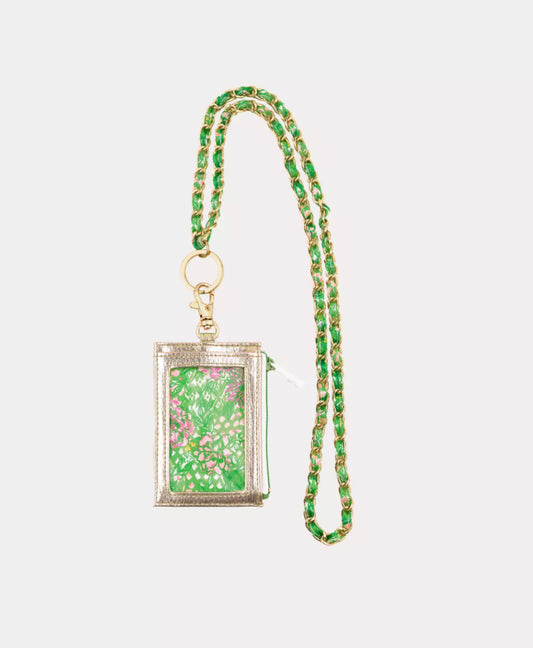 Lilly Pulitzer Zip ID Lanyard Lime Feeling Good