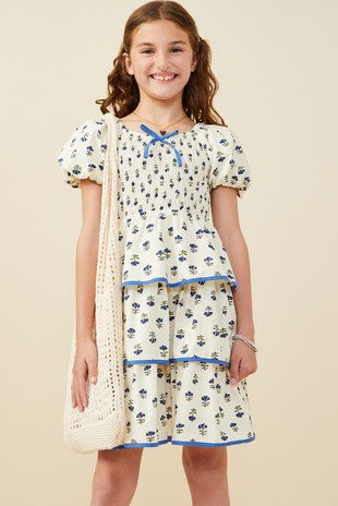 Girls Floral Blues Dress