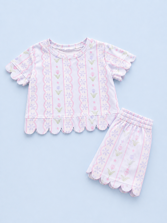 Little Girl Tulips Scallop Set