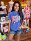 Americana Patchwork USA Flo Blue Graphic Tee