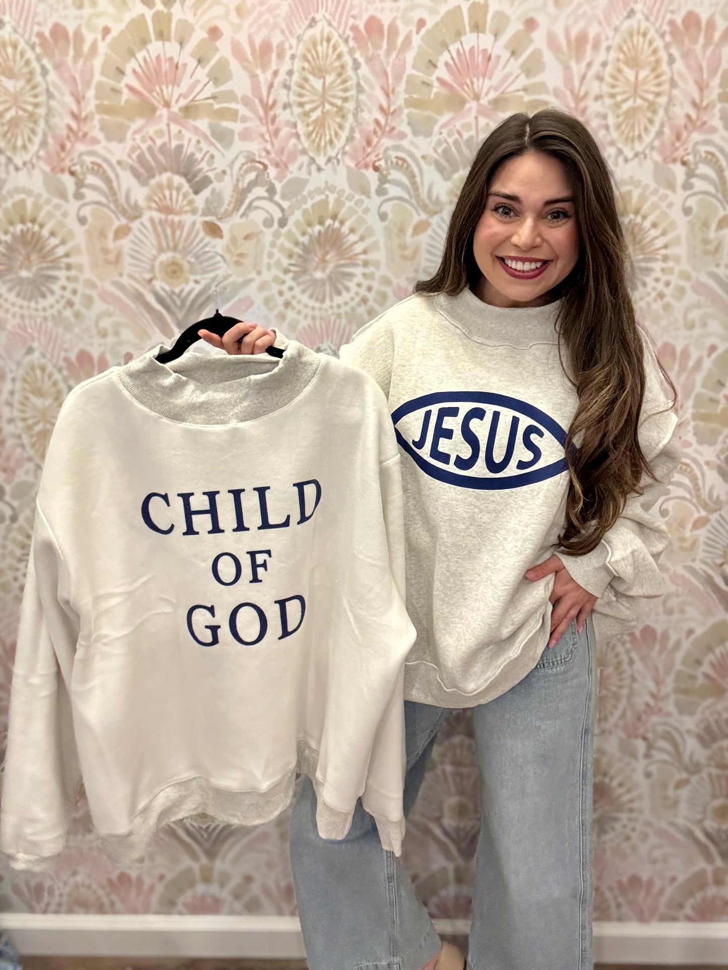 REVERSIBLE Child of God/Jesus Mockneck Sweatshirt