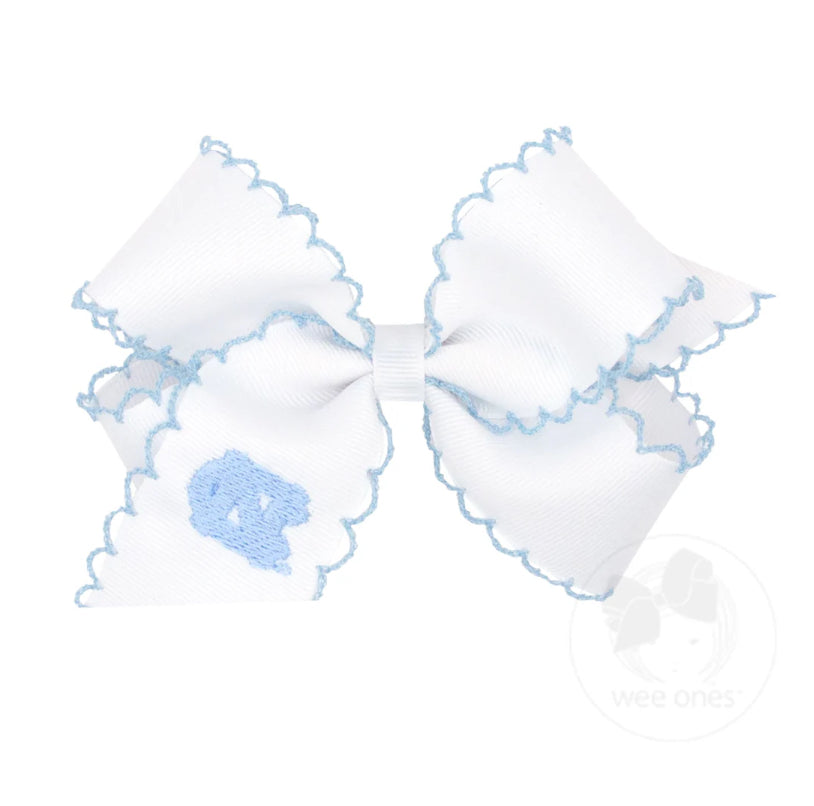 Wee Ones UNC Chapel Hill Medium Grosgrain Hair Bow with Moonstitch Edge and Embroidered Collegiate Logo