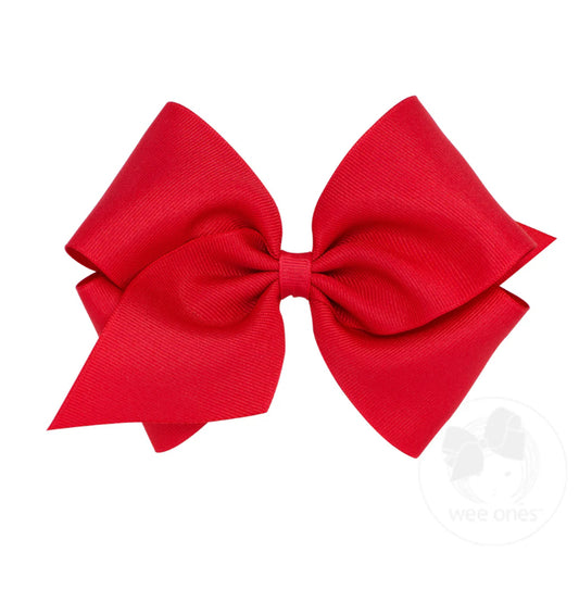 Wee Ones Red Classic Grosgrain Hair Bow (Plain Wrap)