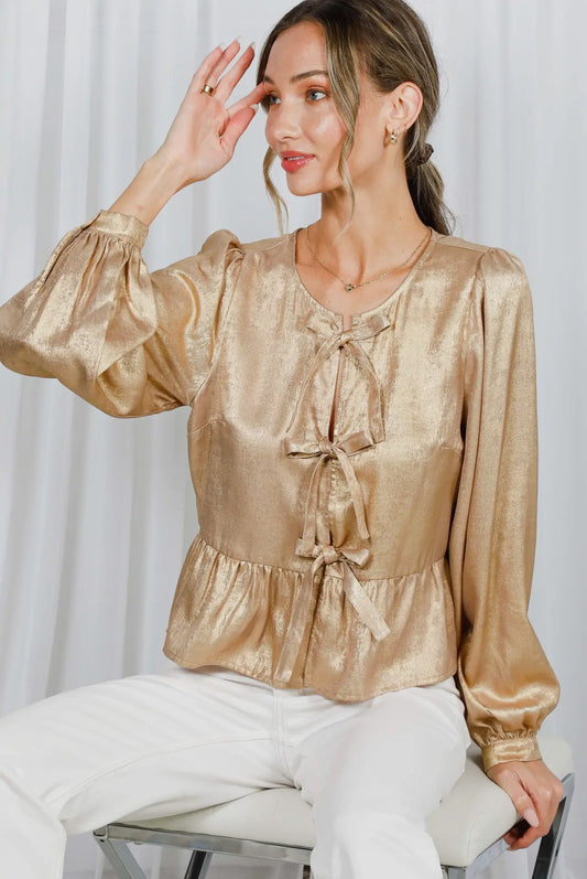 Shimmer Open Front Bow Top