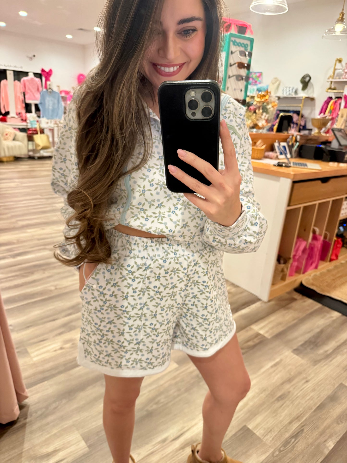 Simply Southern Pin Tuck Floral Shorts