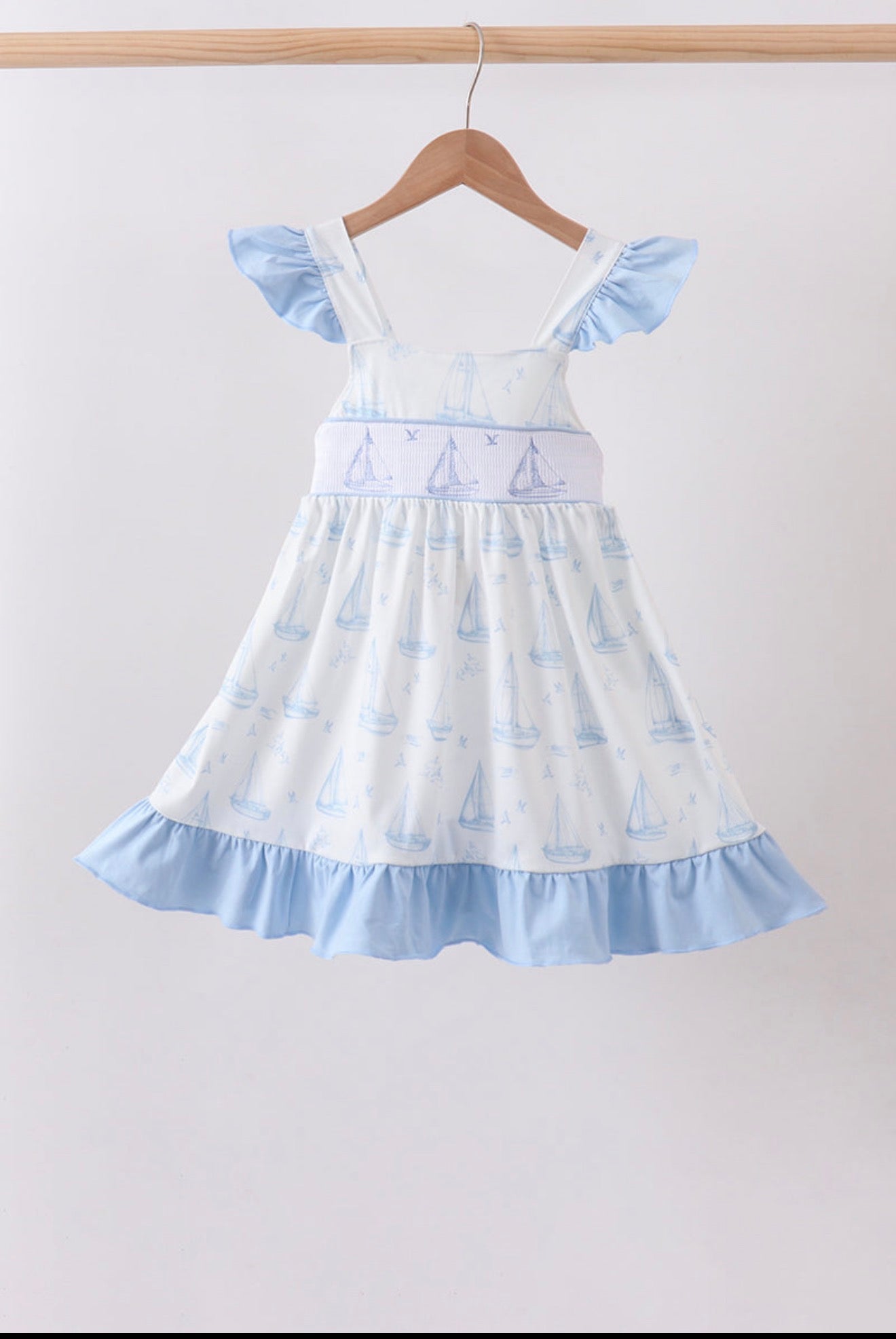 Little Girl Smocked Sailboat Dress