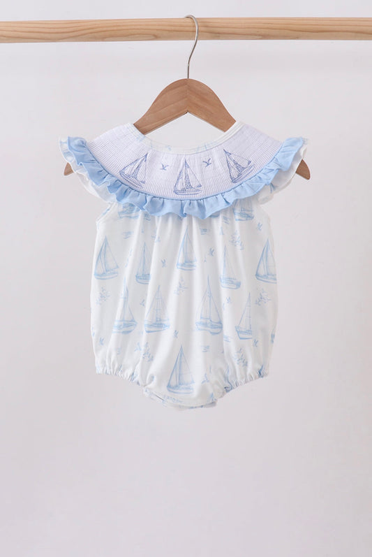 Little Girl Smocked Sailboat Bubble